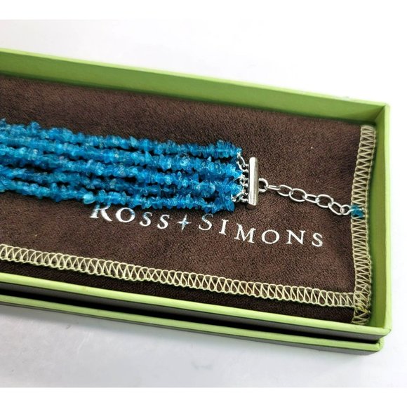 Sterling Silver Blue Apatite Chip Bracelet Multi-strand by Ross Simons DH169 - Picture 4 of 6